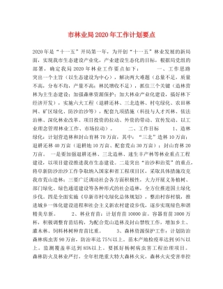 市林业局2020年工作计划要点 