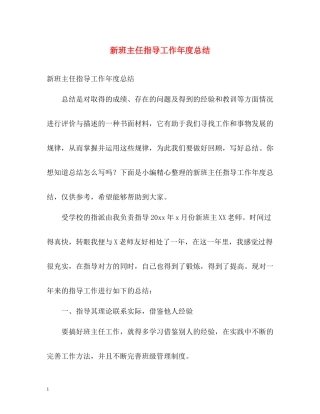 新班主任指导工作年度总结