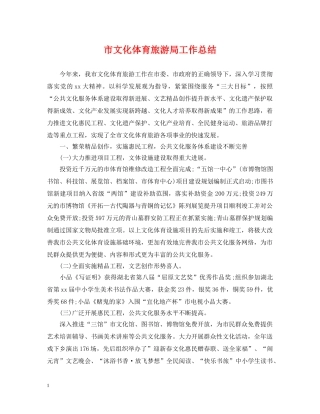 市文化体育旅游局工作总结 
