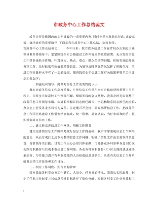 市政务中心工作总结范文 