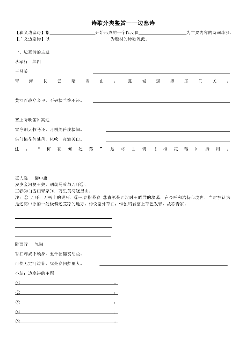 诗歌分类鉴赏边塞诗闺怨诗_第1页