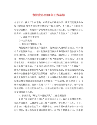 市扶贫办2020年工作总结 