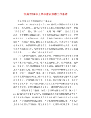 市局2020年上半年意识形态工作总结 