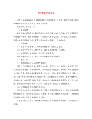 市少先队工作计划 