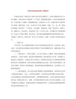 市审计局总结及年度工作规划书 