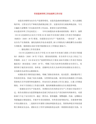 市安监局年终工作总结和工作计划 