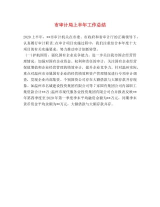 市审计局上半年工作总结 