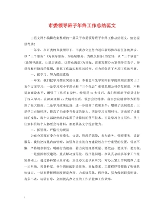 市委领导班子年终工作总结范文 