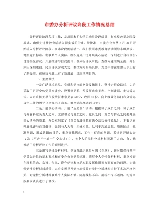 市委办分析评议阶段工作情况总结 