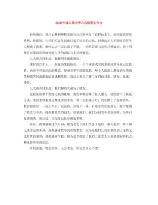2020年成人高习总结范文作文