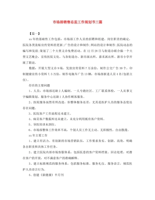 市场部销售总监工作规划书三篇 