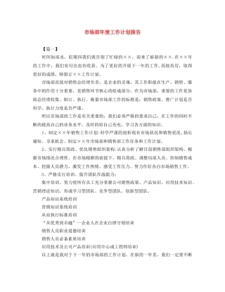市场部年度工作计划报告 