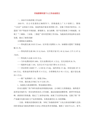 市场营销年度个人工作总结范文 