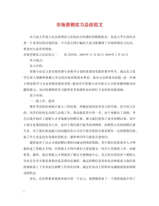 市场营销实习总结范文 