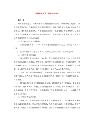 市场营销人员工作总结900字 