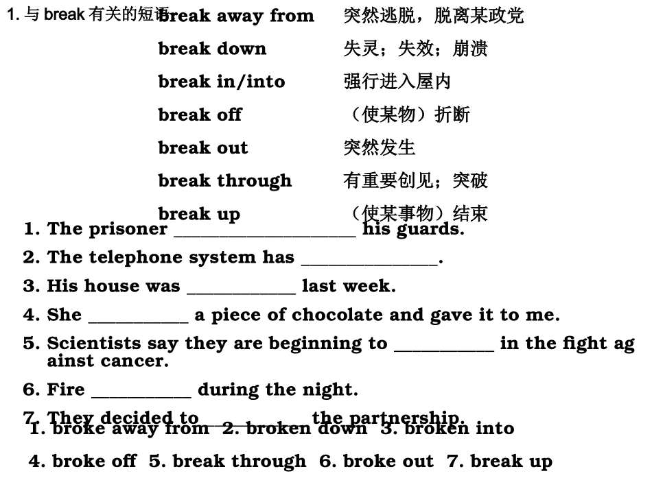同个动词与不同介词搭配短语汇集_第2页