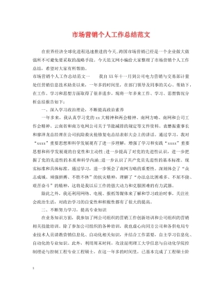 市场营销个人工作总结范文 