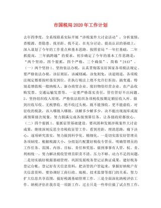 市国税局2020年工作计划 
