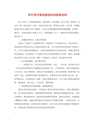 审计局开展走基层活动经验总结