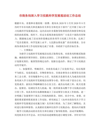 市商务局深入学习实践科学发展观活动工作总结 