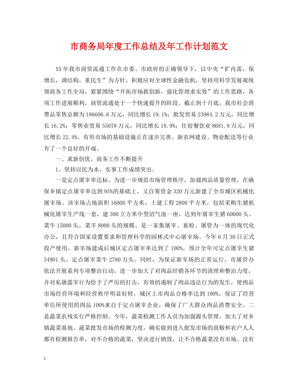 市商务局年度工作总结及年工作计划范文 _第1页