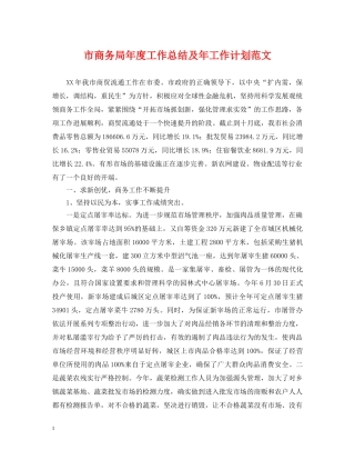 市商务局年度工作总结及年工作计划范文 