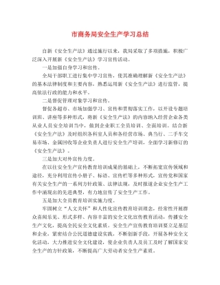 市商务局安全生产学习总结 