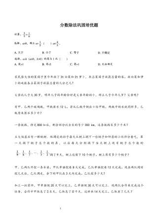 分数除法同步巩固培优题
