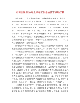 市司法局2020年上半年工作总结及下半年打算 