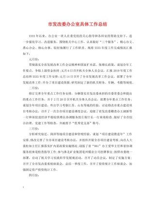 市发改委办公室具体工作总结 