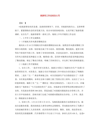 旅游局工作总结怎么写