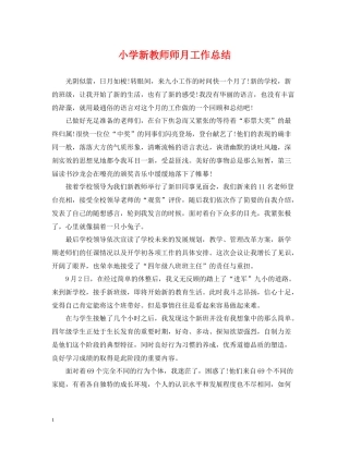 小学新教师师月工作总结