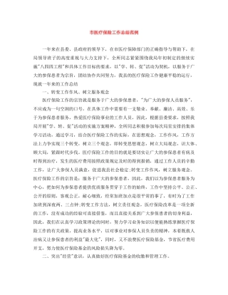 市医疗保险工作总结范例 
