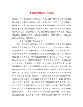 市劳动保障局工作总结 