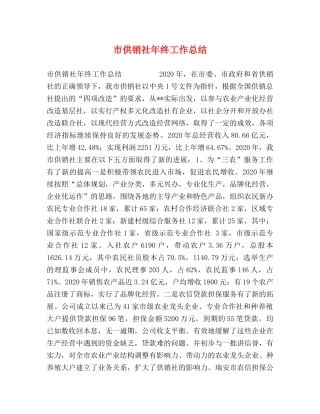 市供销社年终工作总结 