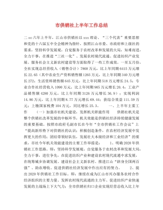 市供销社上半年工作总结2 
