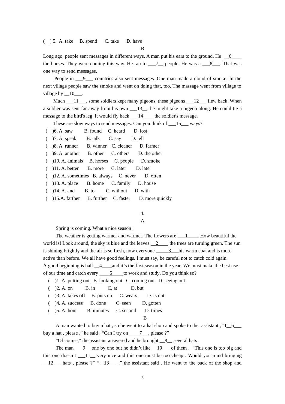 中考英语完形填空练习题及答案_第3页