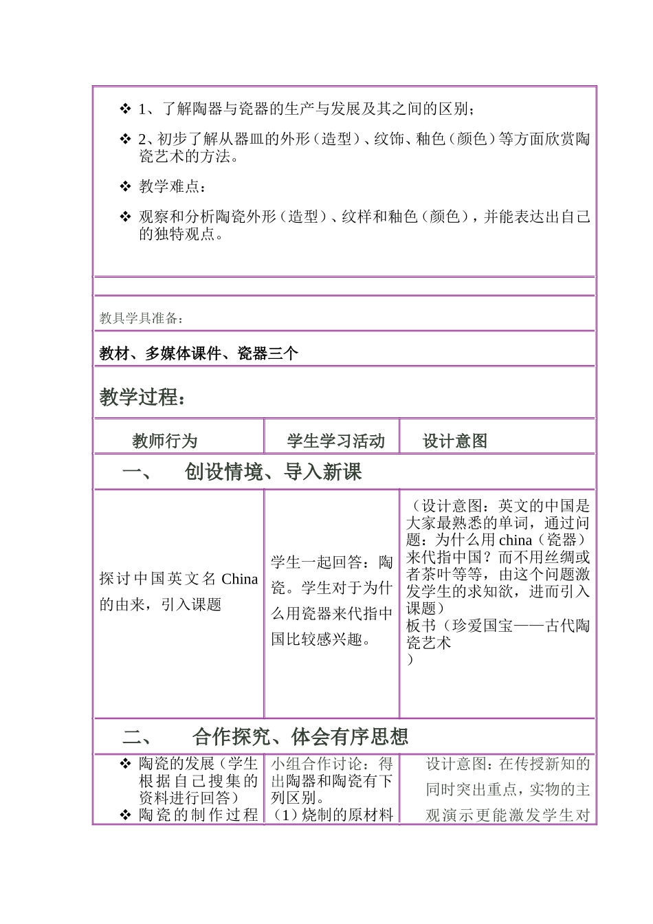 珍爱国宝——古代的陶瓷艺术教学设计_第2页
