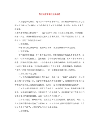 员工转正申请的工作总结