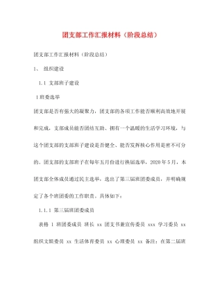 团支部工作汇报材料（阶段总结）