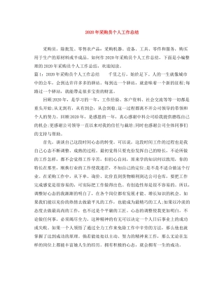 2020年采购员个人工作总结