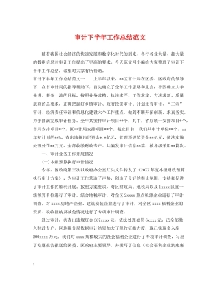 审计下半年工作总结范文