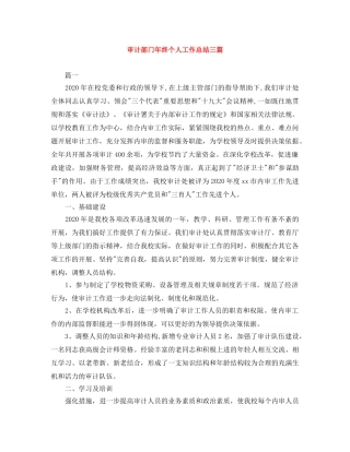 审计部门年终个人工作总结三篇 