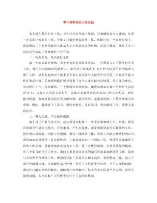 审计部科员的工作总结 