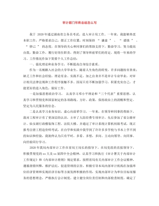 审计部门年终总结怎么写 