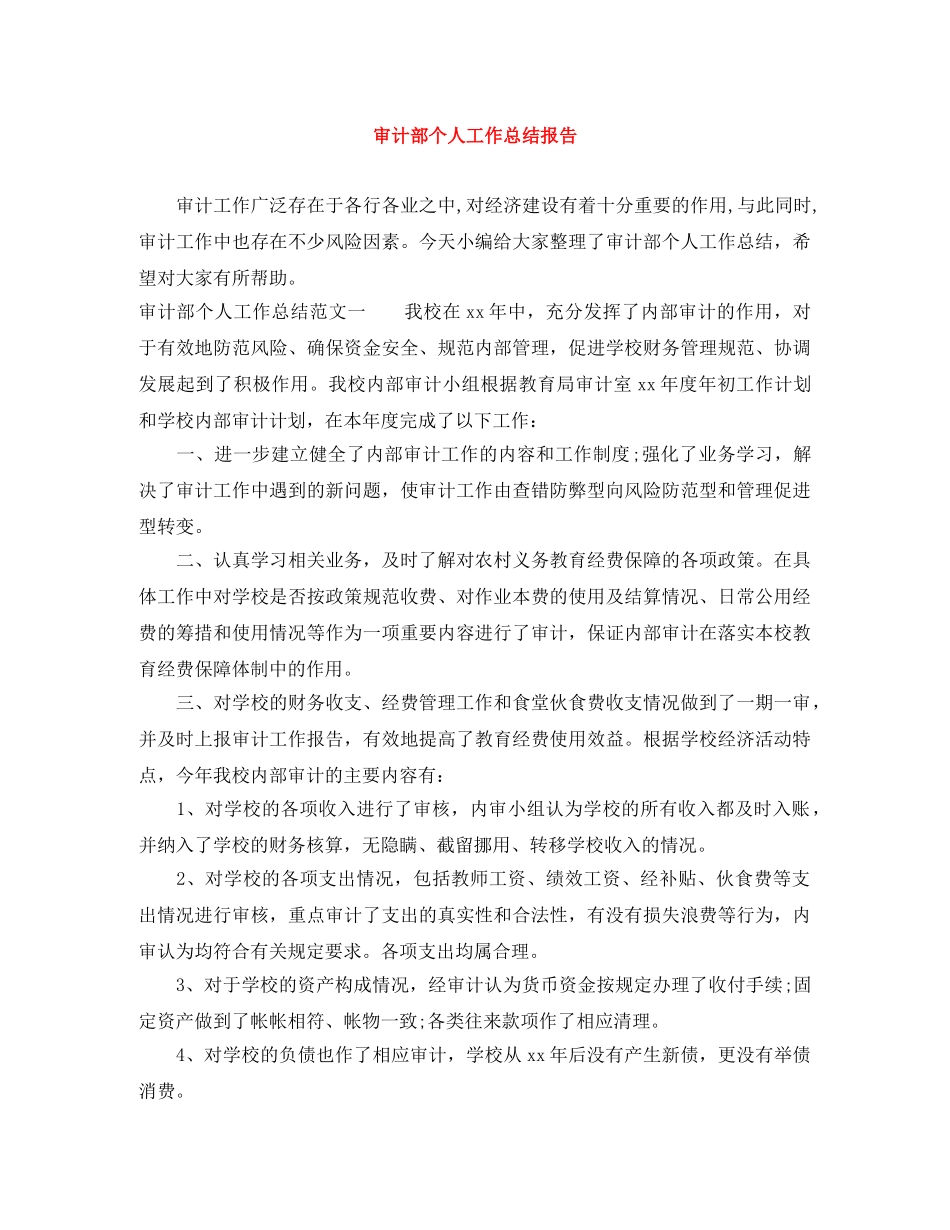 审计部个人工作总结报告 _第1页