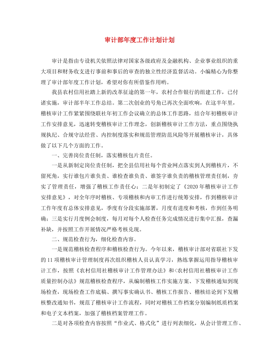 审计部年度工作计划计划 _第1页