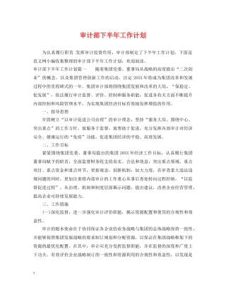 审计部下半年工作计划2 