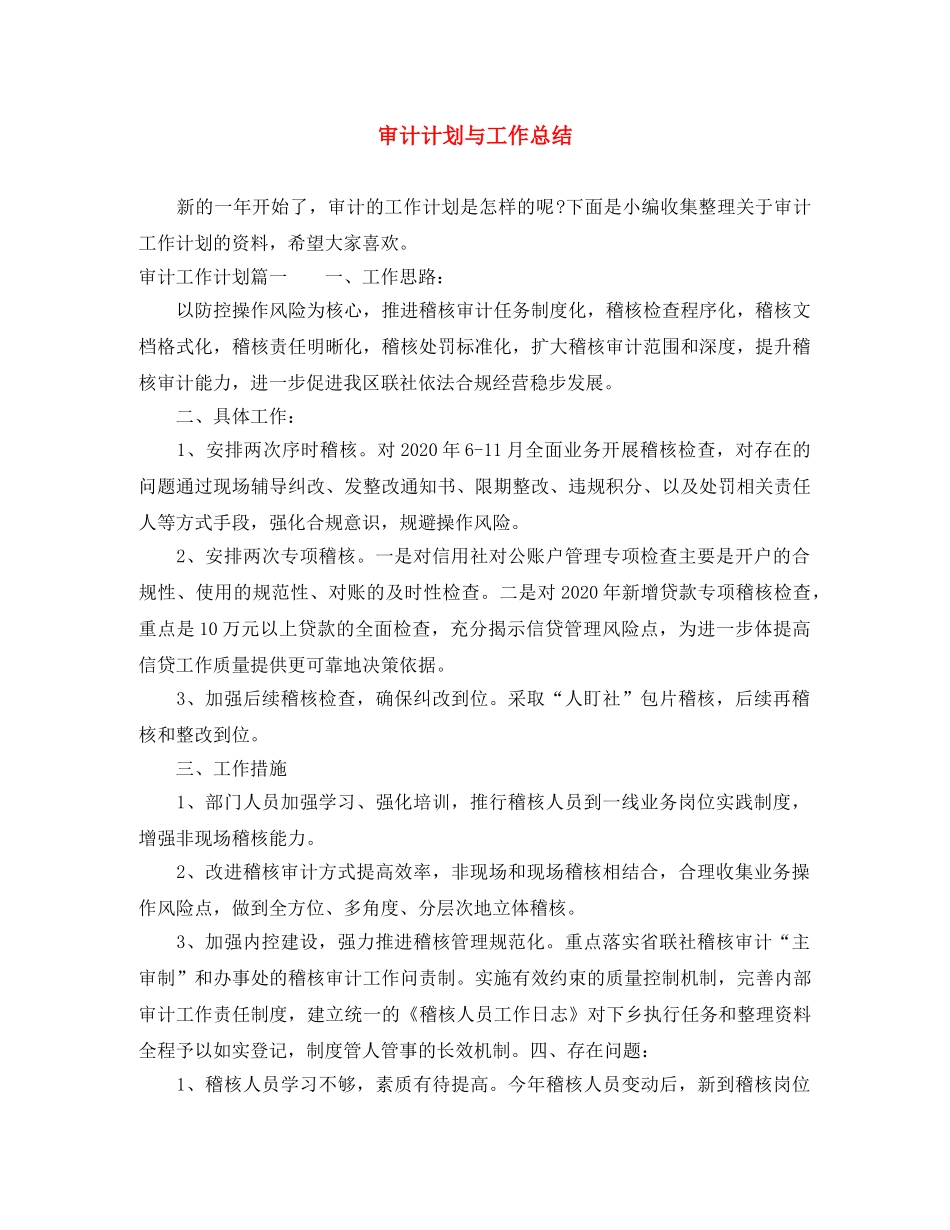 审计计划与工作总结 _第1页