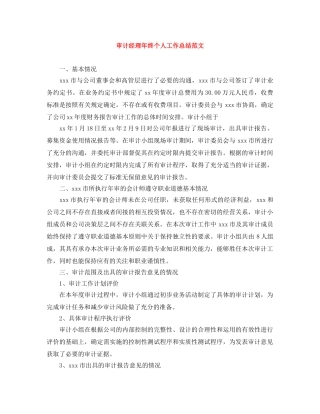 审计经理年终个人工作总结范文 